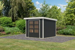 Karibu Hybrid Gartenhaus JUPITER 3,5 A anthrazit / Metall weiß 19 mm 238 x 242 cm