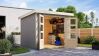 Karibu Hybrid Gartenhaus JUPITER 3,5 A wassergrau / Metall weiß 19 mm 238 x 242 cm