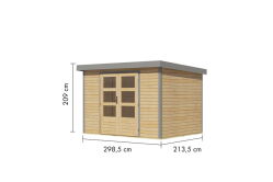 Karibu Hybrid Gartenhaus JUPITER 4 A naturbelassen / Metall graualuminium 19 mm 298 x 213 cm