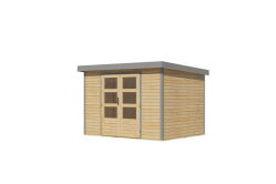 Karibu Hybrid Gartenhaus JUPITER 4 A naturbelassen / Metall graualuminium 19 mm 298 x 213 cm