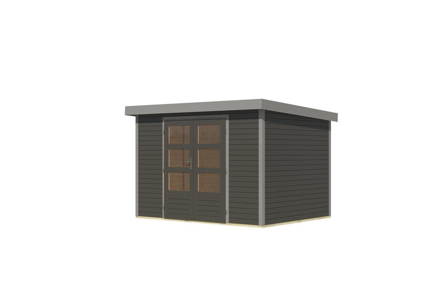 Karibu Hybrid Gartenhaus JUPITER 4 B terragrau / Metall graualuminium 19 mm 298 x 213 cm