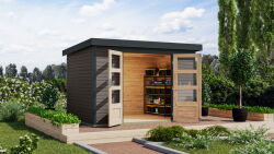 Karibu Hybrid Gartenhaus JUPITER 4 B terragrau / Metall anthrazit 19 mm 298 x 213 cm