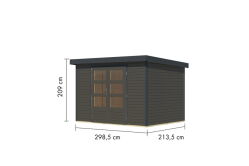 Karibu Hybrid Gartenhaus JUPITER 4 B terragrau / Metall anthrazit 19 mm 298 x 213 cm