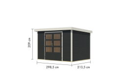 Karibu Hybrid Gartenhaus JUPITER 4 B anthrazit / Metall graualuminium 19 mm 298 x 213 cm