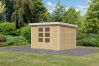 Karibu Hybrid Gartenhaus JUPITER 5 A naturbelassen / Metall weiß 19 mm 298 x 242 cm