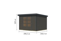 Karibu Hybrid Gartenhaus JUPITER 5 B terragrau / Metall anthrazit 19 mm 298 x 242 cm