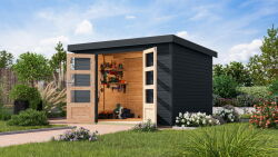 Karibu Hybrid Gartenhaus JUPITER 5 C anthrazit / Metall anthrazit 19 mm 298 x 242 cm