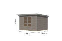 Karibu Hybrid Gartenhaus JUPITER 5 D wassergrau / Metall grauluminium 19 mm 298 x 242 cm