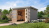 Karibu Hybrid Gartenhaus JUPITER 5 D wassergrau / Metall grauluminium 19 mm 298 x 242 cm