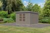 Karibu Hybrid Gartenhaus JUPITER 5 D wassergrau / Metall grauluminium 19 mm 298 x 242 cm