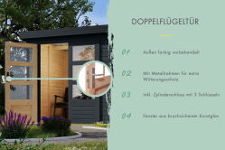 Karibu Hybrid Gartenhaus JUPITER 3 C anthrazit / Metall anthrazit 19 mm mit Anbaudach 2,35 m - 457 x 213 cm