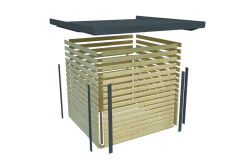 Karibu Hybrid Gartenhaus JUPITER 3 C anthrazit / Metall anthrazit 19 mm mit Anbaudach 2,35 m - 457 x 213 cm