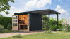 Karibu Hybrid Gartenhaus JUPITER 3 C anthrazit / Metall anthrazit 19 mm mit Anbaudach 2,35 m - 457 x 213 cm