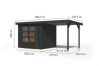 Karibu Hybrid Gartenhaus JUPITER 3 C anthrazit / Metall anthrazit 19 mm mit Anbaudach 2,35 m - 457 x 213 cm