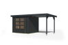 Karibu Hybrid Gartenhaus JUPITER 3 C anthrazit / Metall anthrazit 19 mm mit Anbaudach 2,35 m - 457 x 213 cm