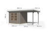 Karibu Hybrid Gartenhaus JUPITER 3 D wassergrau / Metall graualuminium 19 mm mit Anbaudach 2,35 m - 457 x 213 cm