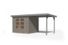 Karibu Hybrid Gartenhaus JUPITER 3 D wassergrau / Metall graualuminium 19 mm mit Anbaudach 2,35 m - 457 x 213 cm