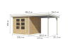 Karibu Hybrid Gartenhaus JUPITER 3,5 A naturbelassen / Metall weiß 19 mm mit Anbaudach 2,35 m - 457 x 242 cm