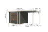 Karibu Hybrid Gartenhaus JUPITER 3,5 B terragrau / Metall weiß 19 mm mit Anbaudach 2,35 m - 457 x 242 cm
