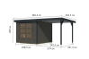 Karibu Hybrid Gartenhaus JUPITER 3,5 B terragrau / Metall anthrazit 19 mm mit Anbaudach 2,35 m - 457 x 242 cm