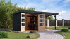 Karibu Hybrid Gartenhaus JUPITER 3,5 C anthrazit / Metall anthrazit 19 mm mit Anbaudach 2,35 m - 457 x 242 cm