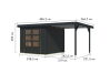 Karibu Hybrid Gartenhaus JUPITER 3,5 C anthrazit / Metall anthrazit 19 mm mit Anbaudach 2,35 m - 457 x 242 cm
