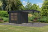Karibu Hybrid Gartenhaus JUPITER 3,5 C anthrazit / Metall anthrazit 19 mm mit Anbaudach 2,35 m - 457 x 242 cm