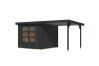 Karibu Hybrid Gartenhaus JUPITER 3,5 C anthrazit / Metall anthrazit 19 mm mit Anbaudach 2,35 m - 457 x 242 cm