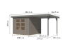 Karibu Hybrid Gartenhaus JUPITER 3,5 C wassergrau / Metall graualuminium 19 mm mit Anbaudach 2,35 m - 457 x 242 cm