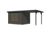 Karibu Hybrid Gartenhaus JUPITER 4 B terragrau / Metall anthrazit 19 mm mit Anbaudach 2,35 m - 517 x 213 cm