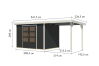 Karibu Hybrid Gartenhaus JUPITER 4 C anthrazit / Metall weiß 19 mm mit Anbaudach 2,35 m - 517 x 213 cm