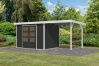 Karibu Hybrid Gartenhaus JUPITER 4 C anthrazit / Metall weiß 19 mm mit Anbaudach 2,35 m - 517 x 213 cm