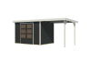 Karibu Hybrid Gartenhaus JUPITER 4 C anthrazit / Metall weiß 19 mm mit Anbaudach 2,35 m - 517 x 213 cm