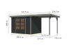 Karibu Hybrid Gartenhaus JUPITER 4 C anthrazit / Metall graualuminium 19 mm mit Anbaudach 2,35 m - 517 x 213 cm