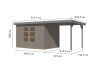 Karibu Hybrid Gartenhaus JUPITER 4 D wasserrgau / Metall graualuminium 19 mm mit Anbaudach 2,35 m - 517 x 213 cm