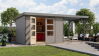 Karibu Hybrid Gartenhaus JUPITER 5 D wassergrau / Metall graualuminium 19 mm mit Anbaudach 2,35 m - 517 x 242 cm