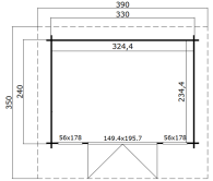 Gartenhaus FINJA 1 - 28 mm ISO - 350×260 cm, inkl....