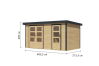 Karibu Hybrid Gartenhaus MERKUR 1 A naturbelassen / Metall anthrazit 19 mm 400 x 213 cm
