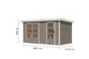 Karibu Hybrid Gartenhaus MERKUR 1 D wassergrau / Metall weiß 19 mm 400 x 213 cm