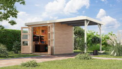 Karibu Hybrid Gartenhaus JUPITER 3 - 19 mm mit Anbaudach...