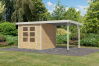 Karibu Hybrid Gartenhaus JUPITER 3 - 19 mm mit Anbaudach 2,35 m in verschiedenen Varianten 457 x 213 cm