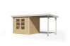 Karibu Hybrid Gartenhaus JUPITER 3 - 19 mm mit Anbaudach 2,35 m in verschiedenen Varianten 457 x 213 cm