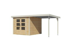 Karibu Hybrid Gartenhaus JUPITER 3,5 - 19 mm mit Anbaudach 2,35 m verschied. Varianten 457 x 242 cm