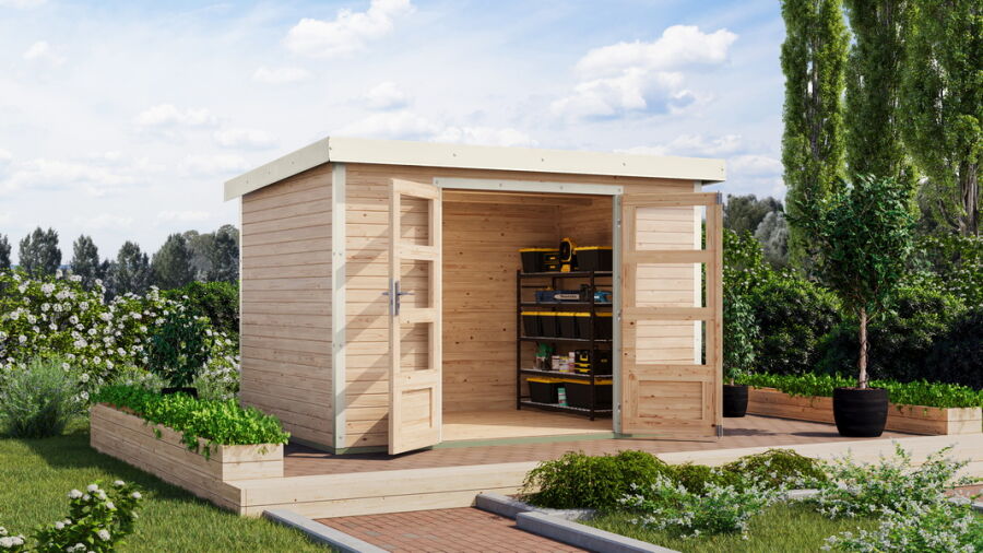 Karibu Hybrid Gartenhaus JUPITER 4 - 19 mm in verschiedenen Varianten 298 x 213 cm