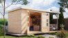 Karibu Hybrid Gartenhaus JUPITER 4 - 19 mm mit Anbaudach 2,35 m verschied. Varianten 517 x 213 cm