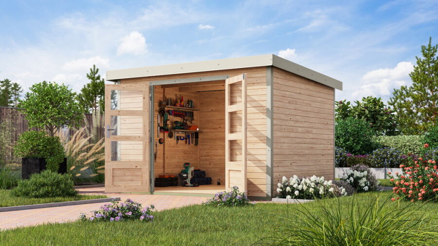 Karibu Hybrid Gartenhaus JUPITER 5 - 19 mm in verschiedenen Varianten 298 x 242 cm
