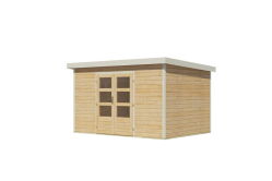 Karibu Hybrid Gartenhaus PLUTO 7 A naturbelassen / Metall weiß 28 mm 360 x 241 cm