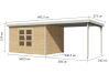 Karibu Hybrid Gartenhaus PLUTO 7 A naturbelassen / Metall weiß 28 mm mit Anbaudach 3 m 660 x 241 cm