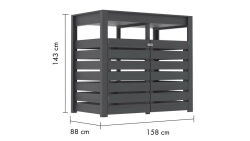 Mülltonnenunterstand HERKULES 2er Mülltonnenbox mit Pflanzebene terragrau