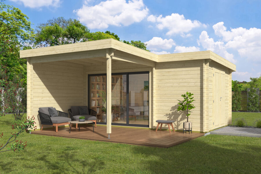 Gartenhaus Panorama 44 A ISO 578 x 531,6 cm (A), 44mm, 2-Raum, inkl. Boden